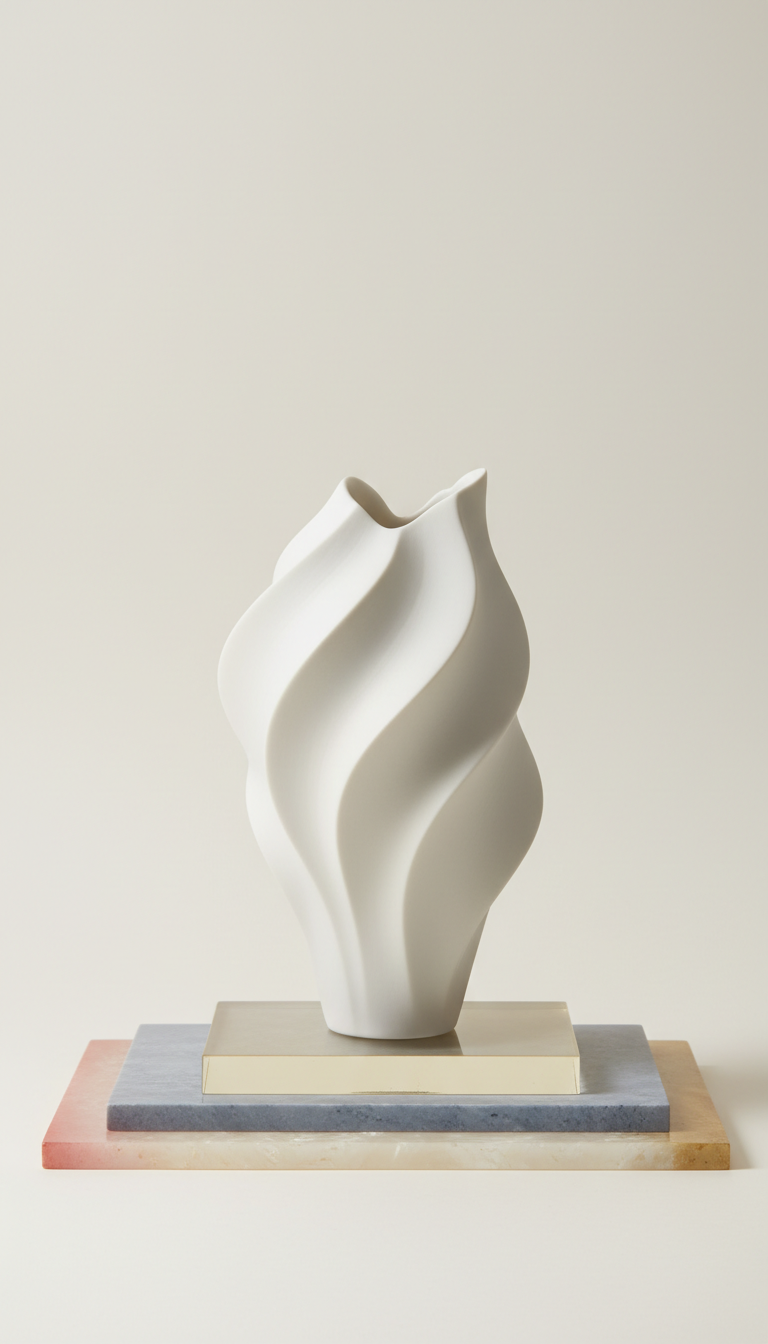 Sculptural Glass Vase Tall Form